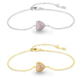 Sweet Cute Girl pink love Heart Bracelet S925 Sterling Silver Rhodium 5A Cubic Zirconia Full Diamond Tennis Bracelet