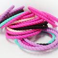 Boho Trendy Fashion Twisted Braided Rope Silicone Rubber Band Bracelet Keychain Wristband Jewelry