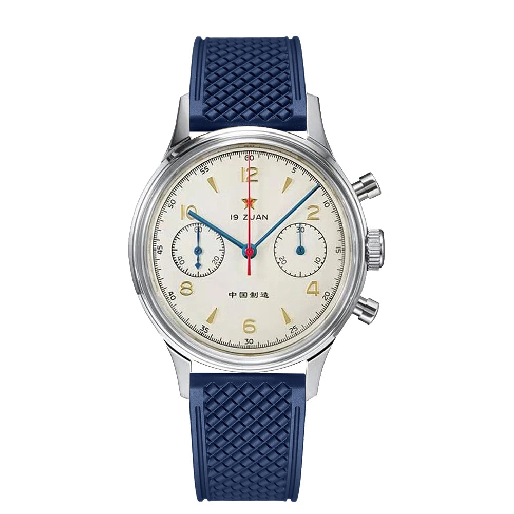 SEAKOSS 38mm 1963 Chronograph Mechanical Watch Original Seagull ST1901 Movement FKM Silicone Strap Aviation Acrylic Wristwatch