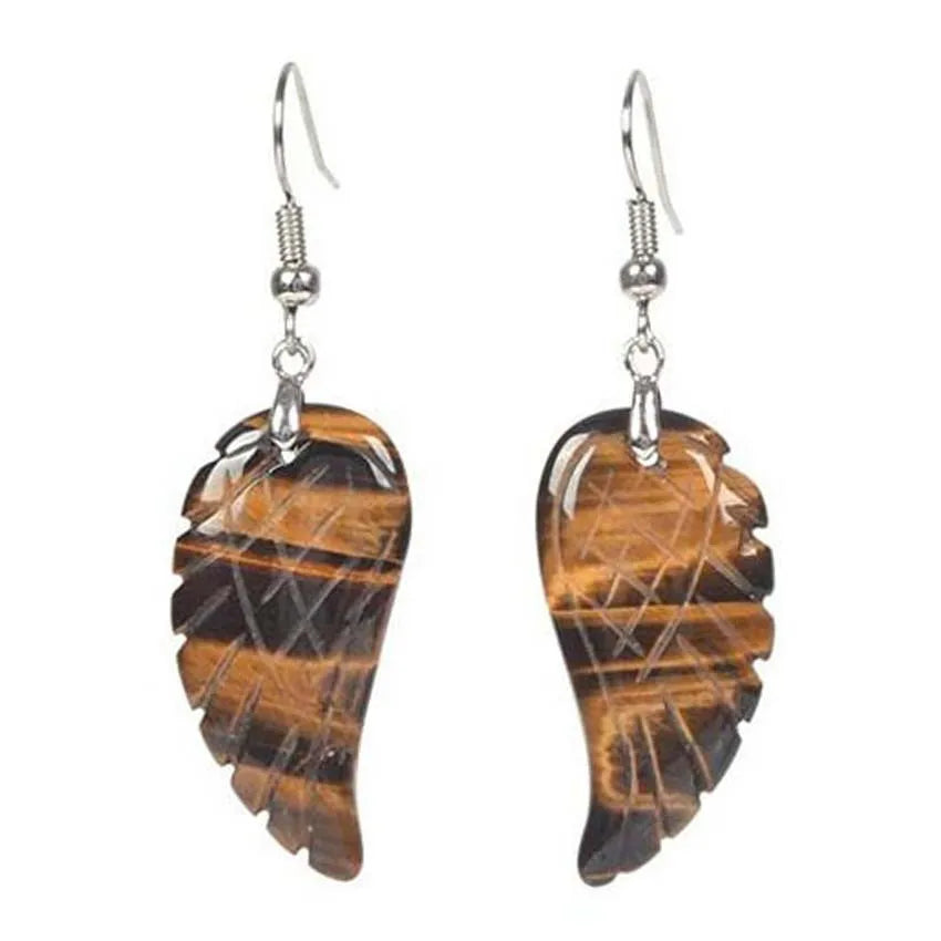 HZ 2025 New designs vintage tiger eye angel wing earring gold drop earrings for women