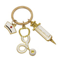 Wholesale Custom Logo Metal Design Enamel Medical Keychain Staff Souvenir Syringe Key Holder Nurse Creative Stethoscope Key Ring
