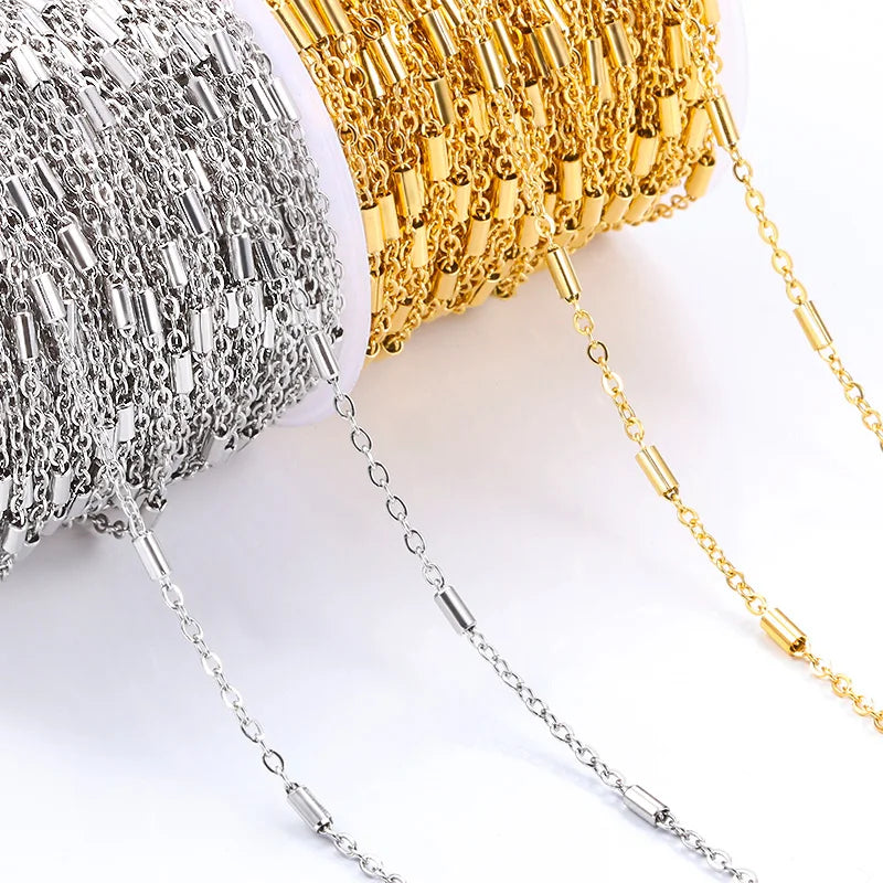 Elegant 18K Gold Chain PVD Plated Stainless Steel Thin Bead Chains Exquisite Rope  Link for DIY Jewelry Necklace and Bracelets