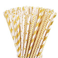 25pcs 6x197mm Metallic Foil  Biodegradable Paper Straws