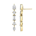 Gemnel 925 Sterling Silver Long Luxury Diamond Drop Earrings with Cubic Zircon Gold Vermeil Pear Drop Chain Earring