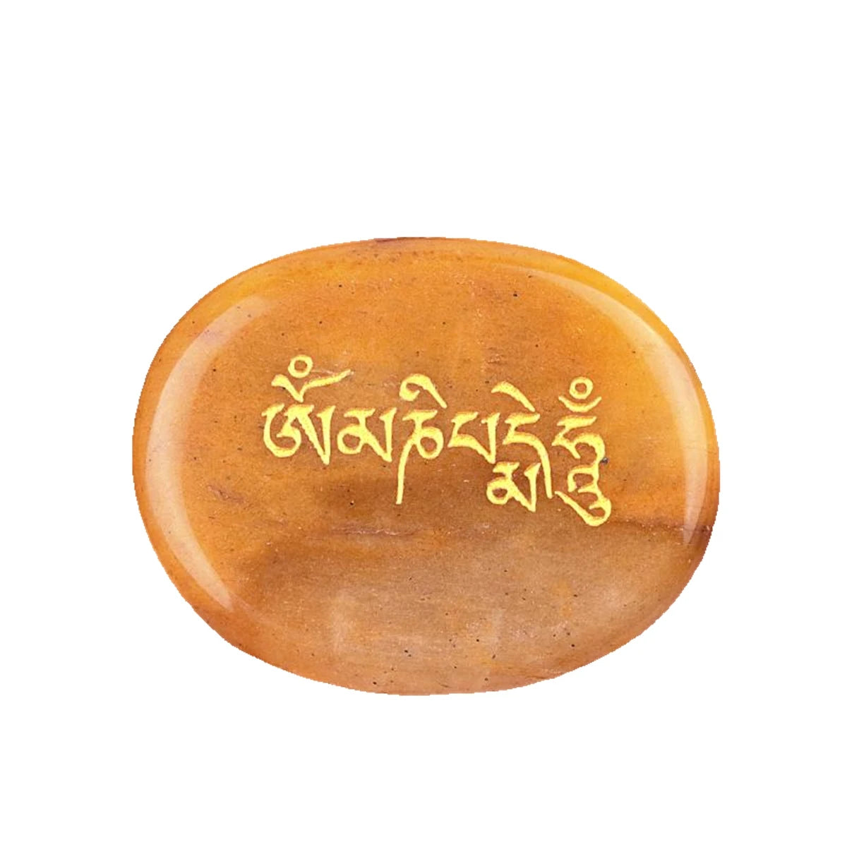 Fashion Style 35*45MM Elliptical Special Exquisite Text Laser Engraved Yellow Jade Stone Tray Pocket Stone Crystal Jewelry Gifts