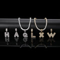 NUOYA Personalized Initials Necklace for Men Iced Out Baguette Stones Hip Hop Style Name Pendant Custom Jewelry