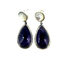 925 sterling silver Amethyst Earring Beads Pair Teardrop Cabochon Cab Pair Matched Earrings