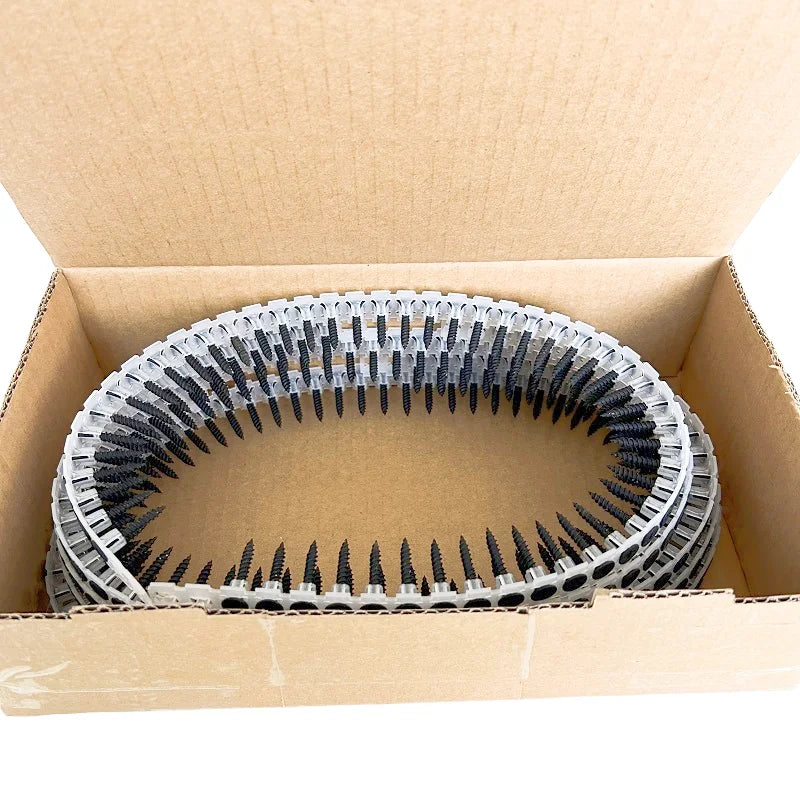 High Strength Plastic Strip Chain Collated Black Phosphate Drywall Screws Bugle Head Gypsum Screw