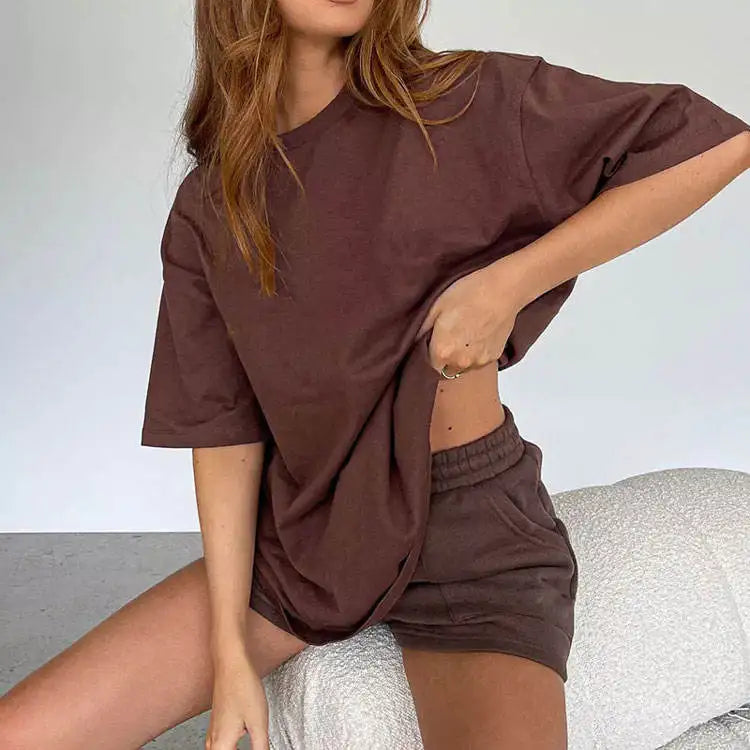 Custom Summer Women's Casual Basic Round Neck Half Sleeve Oversized Tunic Tee Shirt