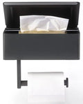 WEKIS Modern Black Flushable Wipes Dispenser Wall Mounted Metal Tissue Roll Hanger Phone Shelf Toilet Paper Holder Storage Box