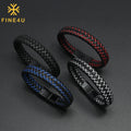 Wholesale Personalized Pulseras De Cuero Para Hombres Magnetic Clasp Colorful Braided Mens PU Leather Bracelet