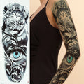 Five & Ten OEM Tiger Lion Animal Full Arm Temporary Waterproof Tattoo Sticker Sleeves Large Size Body Art for Women and Men