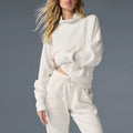 Women's Fashion New Waffle Turtleneck Pullover Long Sleeve High Waist Leisure All Tie Leg Pants Fitness Suit