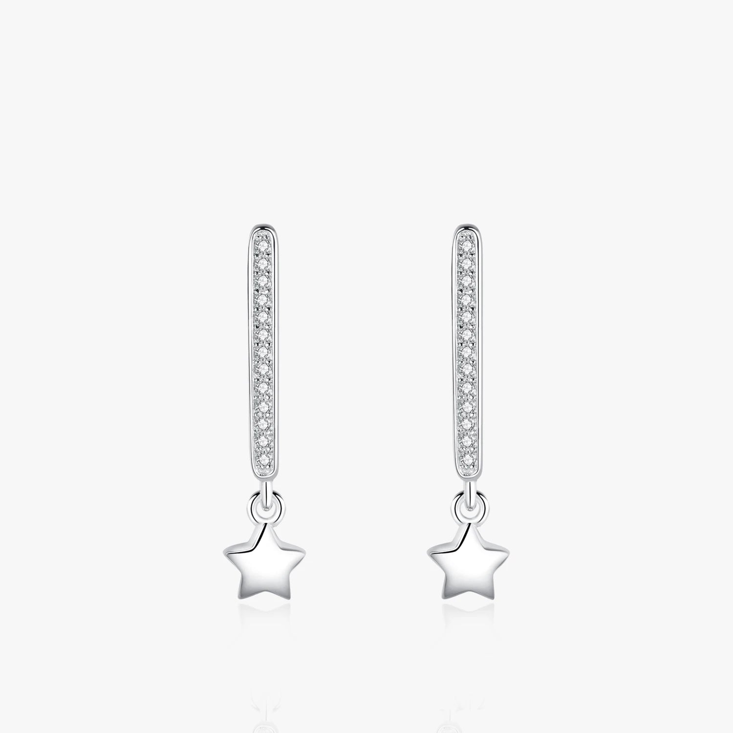 Ailmay Top Quality Real 925 Sterling Silver Sparkling Zircon Stars Stud Earrings for Women Wedding Engagement Jewelry Gift