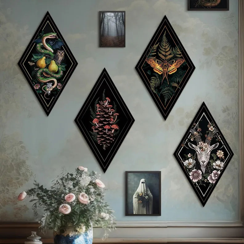 Wholesale Dark Gothic Raven Castle Wooden Wall Art Rose Skull Snake Bedroom Living Room Decor