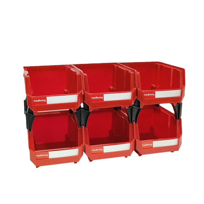 Leadloong 6-Piece Red/Yellow/Blue 13.5X10.5X7.6cm Plastic Unpainted Storage Tool Box for Workshop & Garage