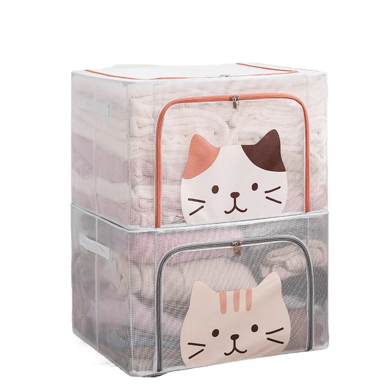 Factory Supply Foldable Cartoon Pattern Square Shape Portable Storage Box Organizer for Wardrobe Home Use