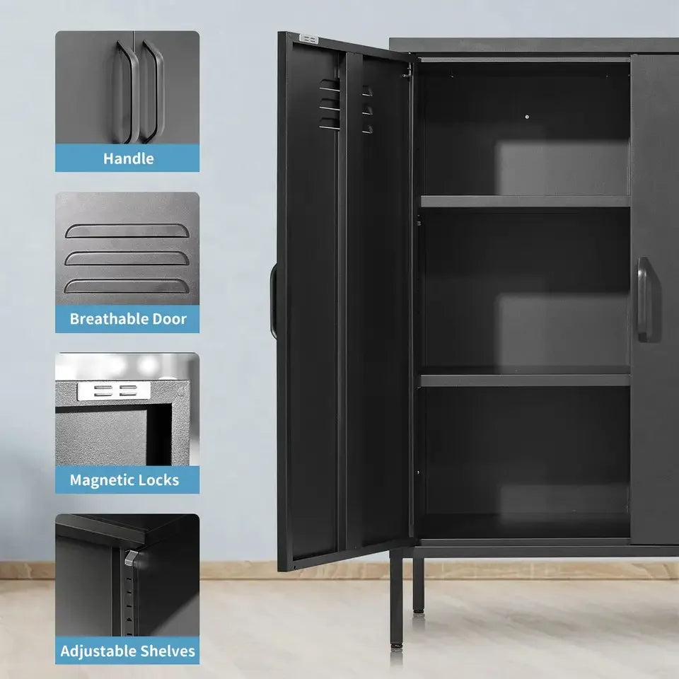 Multifunctional Storage Cabinet Space-Saving Organizer for Home Office & Warehouse | Durable Metal Structure Customizable Shelve