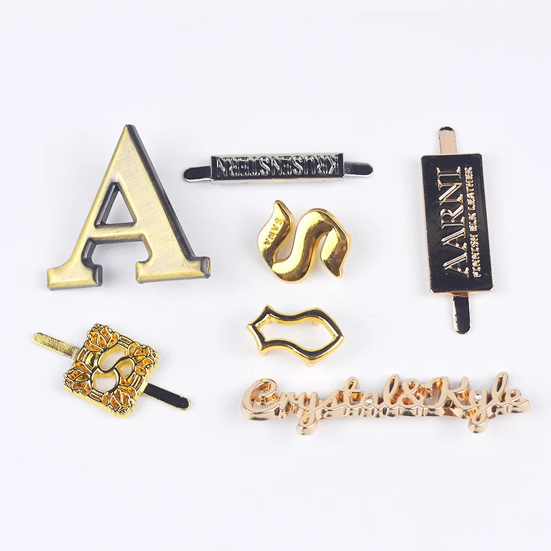 Professional Custom Logo Brand Name Metal Gold Accessories Metal Bag Label Plate Labels for Hand Bags Wallet