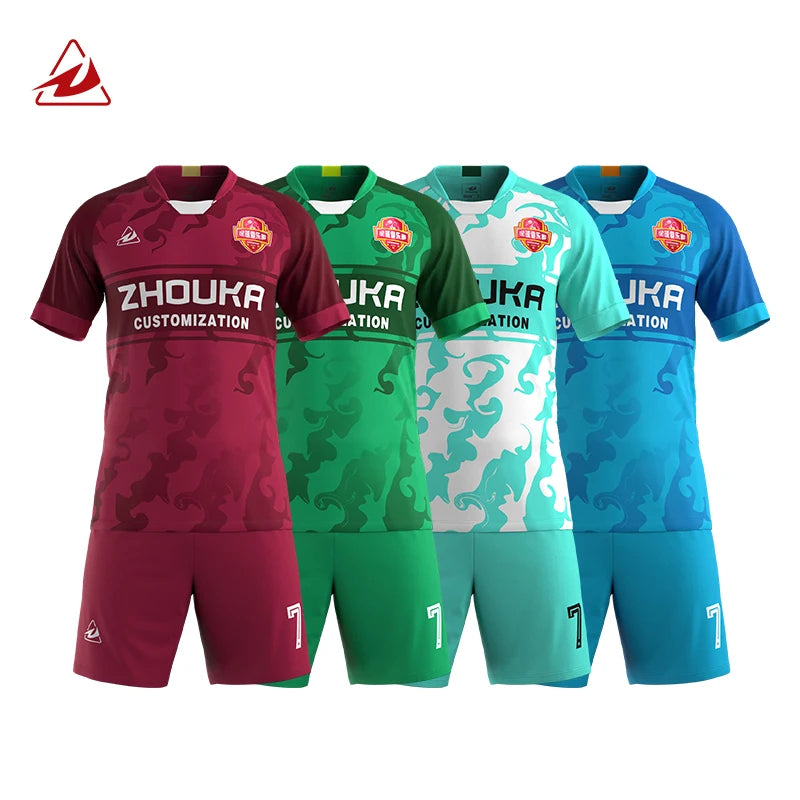 Factory Supplier Oem Custom Design Sublimation Print  Breathable Football Jersey Uniform Shirts Adults Men Soccer Jersey Sets
