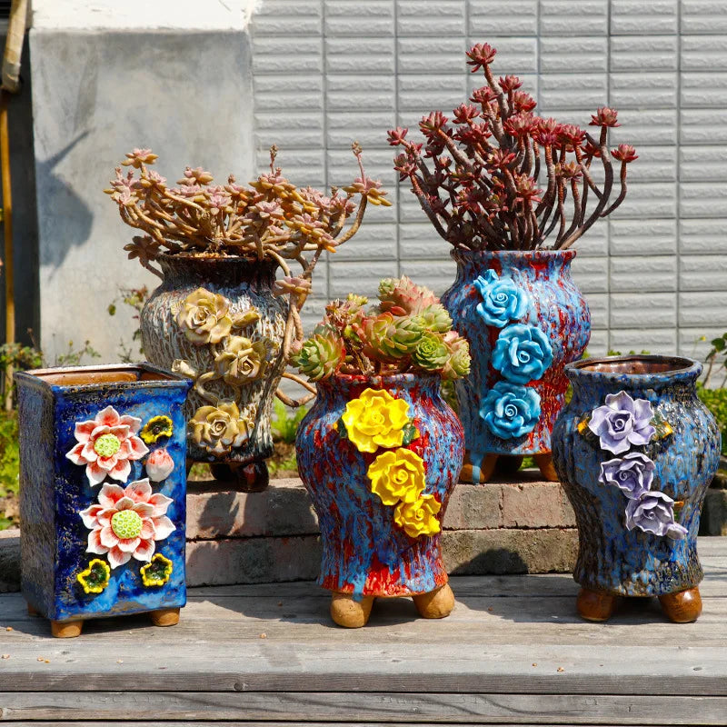 MSH Retro Giant Flower Pot Vases Garden Balconies Decorate Succulent Planting