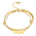 SC New Design Multilayer Stainless Steel Chain Bracelet Three Love Hearts Tiny Beads Chain Bracelet for Women