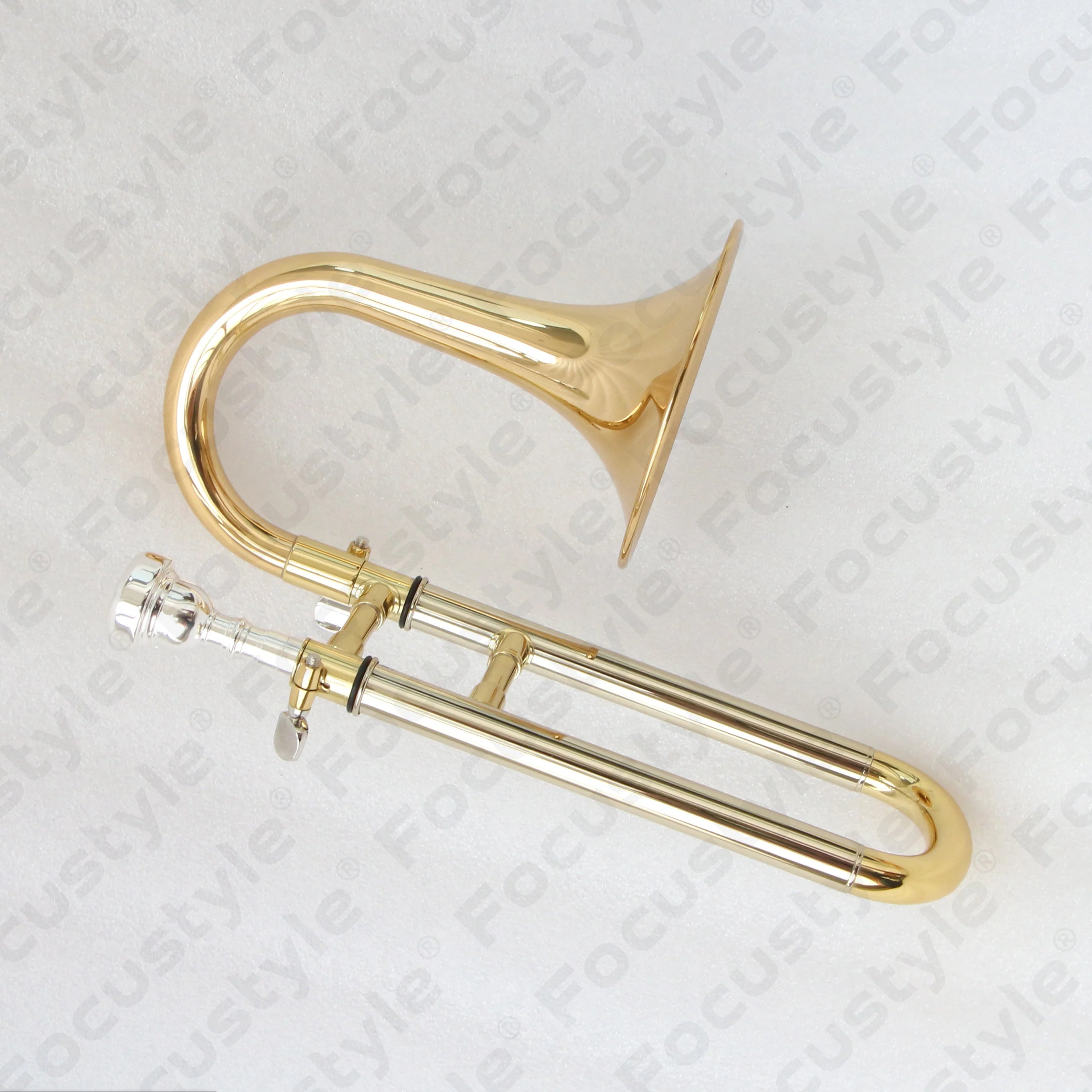 Chinese Focustyle Handmade Gold Lacquered Piccolo Trombone Bb/A Professional 99.5mm Bell Stainless Steel Piston