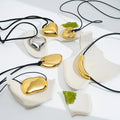 Fashion 18K Gold Plated Stainless Steel Jewelry Adjustable Rope Geometric Irregular Pendant Waterproof Woman Necklace P253537