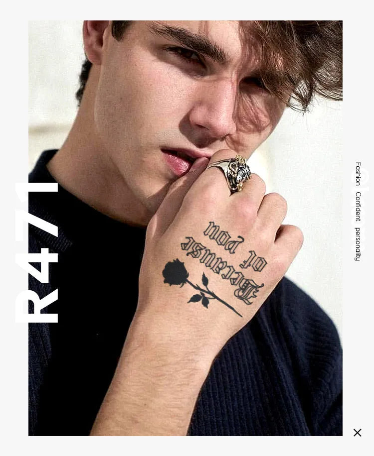 For Amazon and TikTok Fashion Men and Women Water Transfer Temporary Henna Tattoos Herbal Fake Tattoo Stickers Full Hand