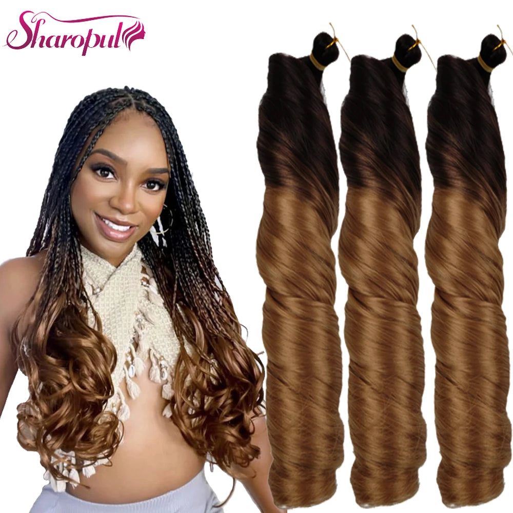 Wholesale Synthetic Brown French Curls Spiral Curl Braiding Hair Long Spanish Curl Loose Wavy Braid Crochet Extensions Jumbo