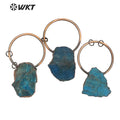 WT-P1683 Wholesale Natural Precious Apatite Stone Pendant with Big Ring Antique Copper Plated Women Boho Style Irregular Stone