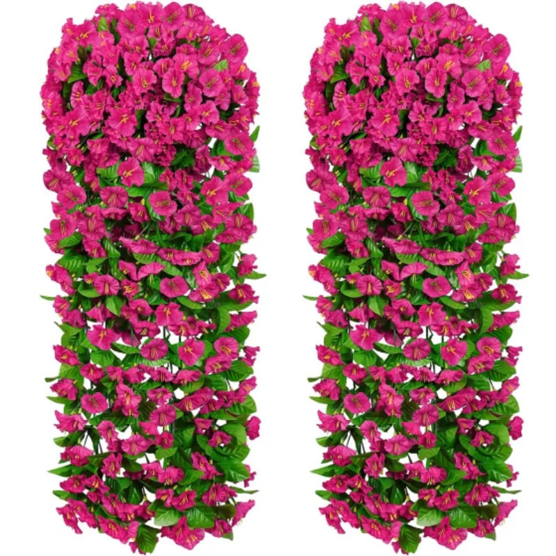 Artificial Hanging Flowers Plants Morning Glory Trailing Vines Hanging Flowers for Home Planter Porch Patio Garden Decoration