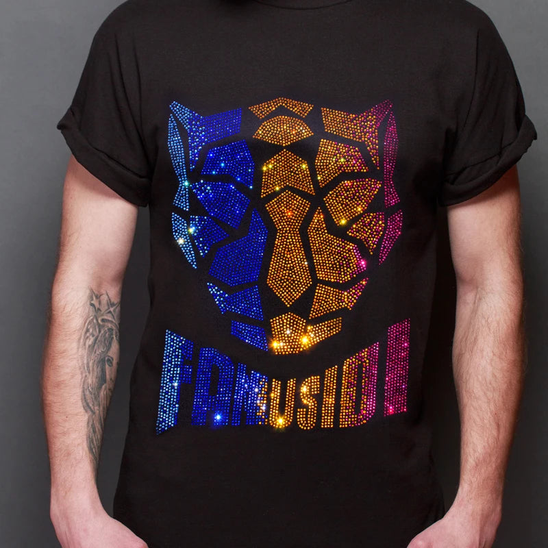 Premium DMC Quality Custom Leopard Motif Iron-on Hot Fix Strong Glue Hotfix Rhinestones Transfer Strass Motif for T-shirts