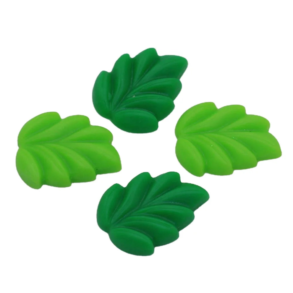Kawaii Flatback Resin Green Leaves Resin Crafts Cabochons Accessories for Art Supply Decoration Charm Craft DIY