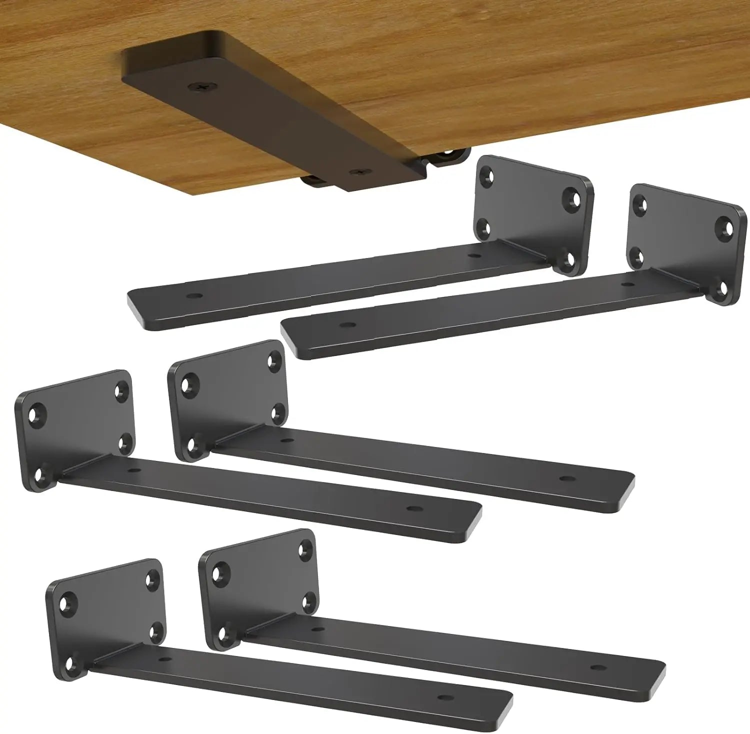 0.2-Inch Thick 9-Inch Black L-Shape Wall Bracket Hidden Steel Floating Shelf Hardware Invisible Shelf Brackets