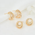 Wholesale Fashion Earring Accessories 14K Gold Plated Earrings Geometric Cubic Zirconia Stud Earrings for Women