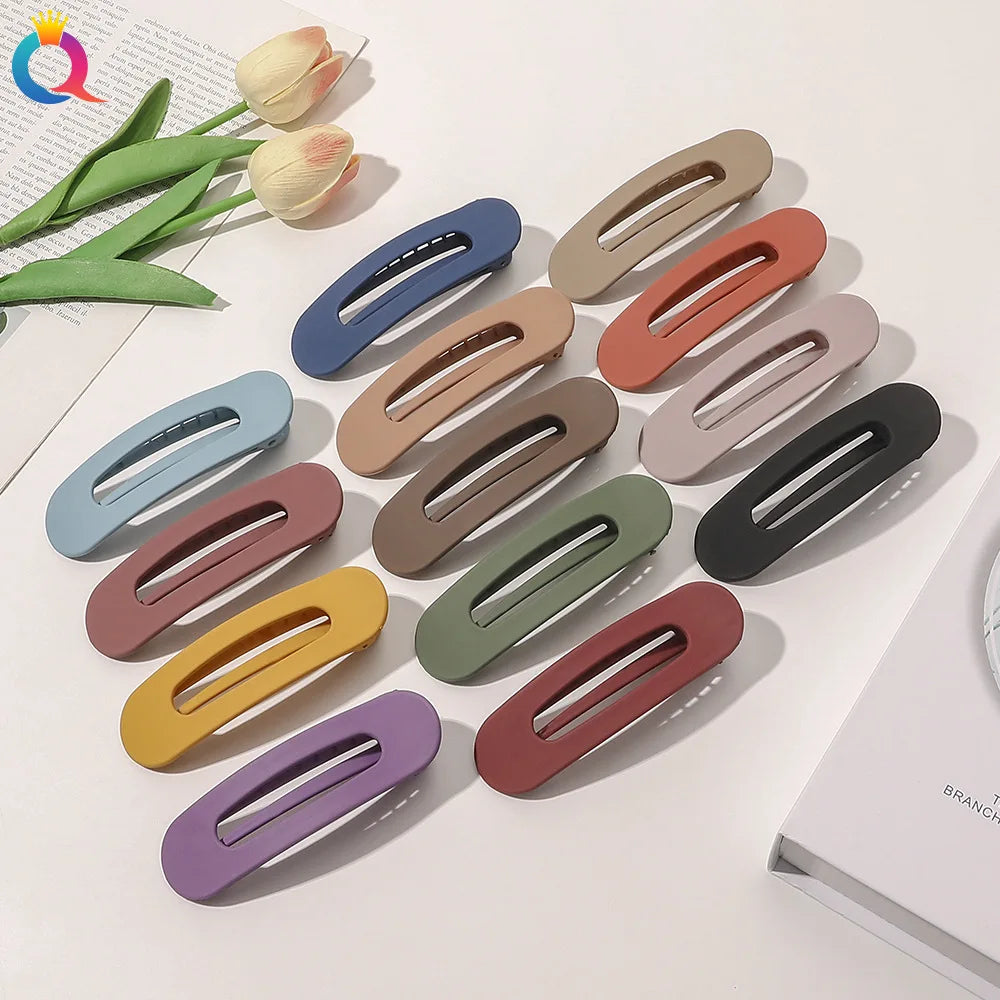 QIYUE Frosted Color Hairpin Side Large Face Wash Word Clip Net Red Bangs Hairpin Duckbill Clip Headdress