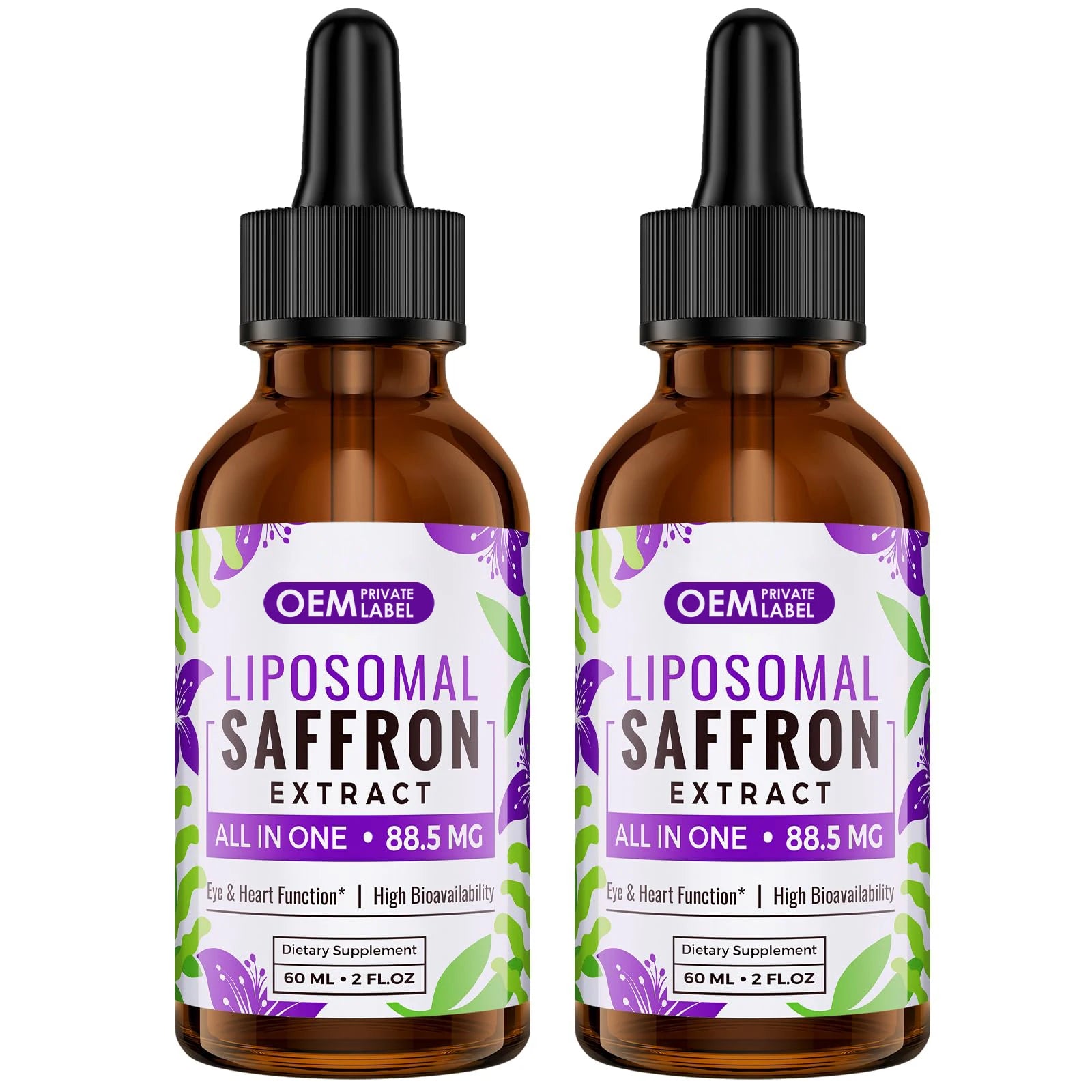 OEM Liposomal Saffron Extract Drops Supplement Oral Liquid Ashwagandha Turmeric Magnesium Zinc Mood Energy