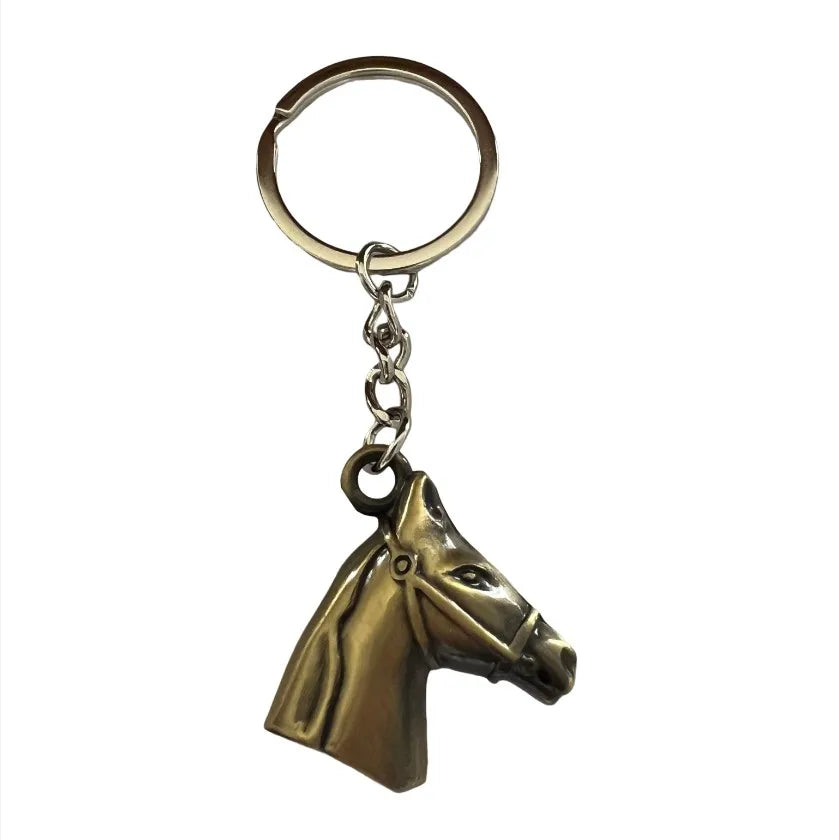 Horshi Hot Sale Horse Keychain Antique Bronze Color Horse Head Pendant Keyring DIY Metal Holder Chain Souvenirs Gift