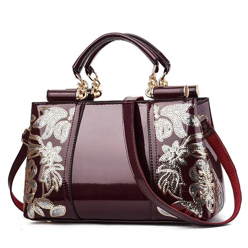 Women Bag Rohorse PU Leather Embroidery Top-handle Handbags Luxury Shoulder Bags Female Bags for Women