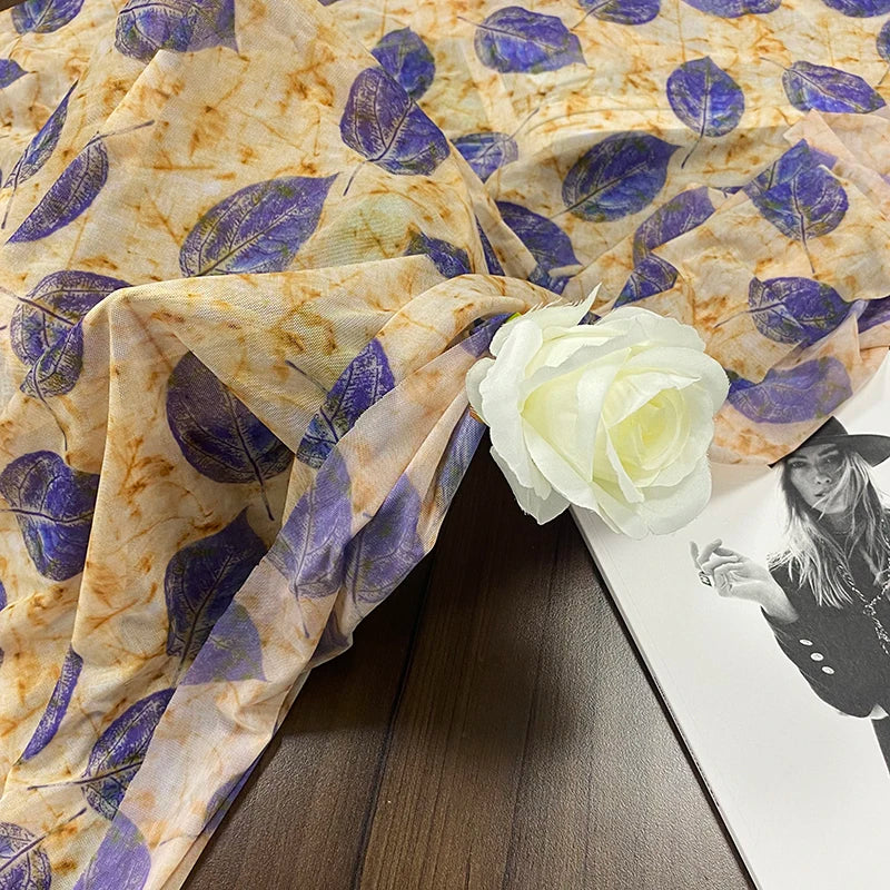 Wholesale 59\" Printed Tulle Mesh 100% Nylon Fabric for Girl's Underwear & Dresses in Stock Sample Available