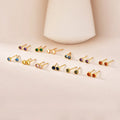 12 Zodiac Colorful 3mm Zircon Gold Plated Women Fine Jewelry 925 Sterling Silver Stud Earrings