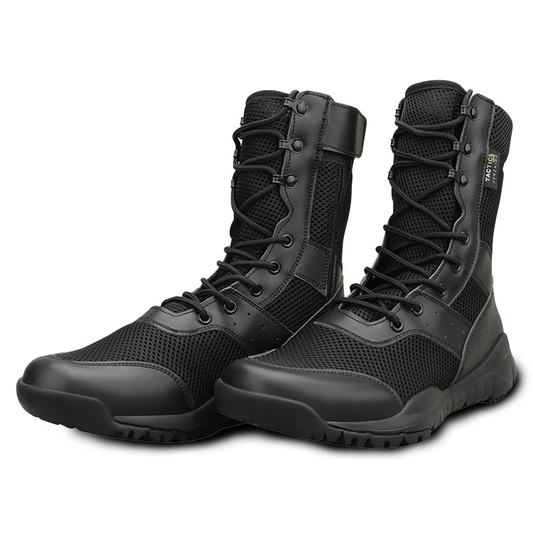 Factory Direct Sales Outdoor Breathable High-Top Black Training Boots Hiking Trekking Zipper Work Boots for Men MegaBDM