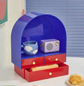 Double Tiers Acrylic Cosmetic Storage Rack with Drawer Standing Type Desktop Storage Box Featuring Arch Design