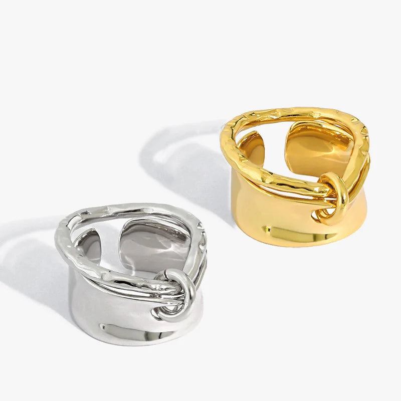 925 Sterling Silver Hamered and Smooth Band Ring Stackable Together Fine Jewelry for Women Gifts for Her