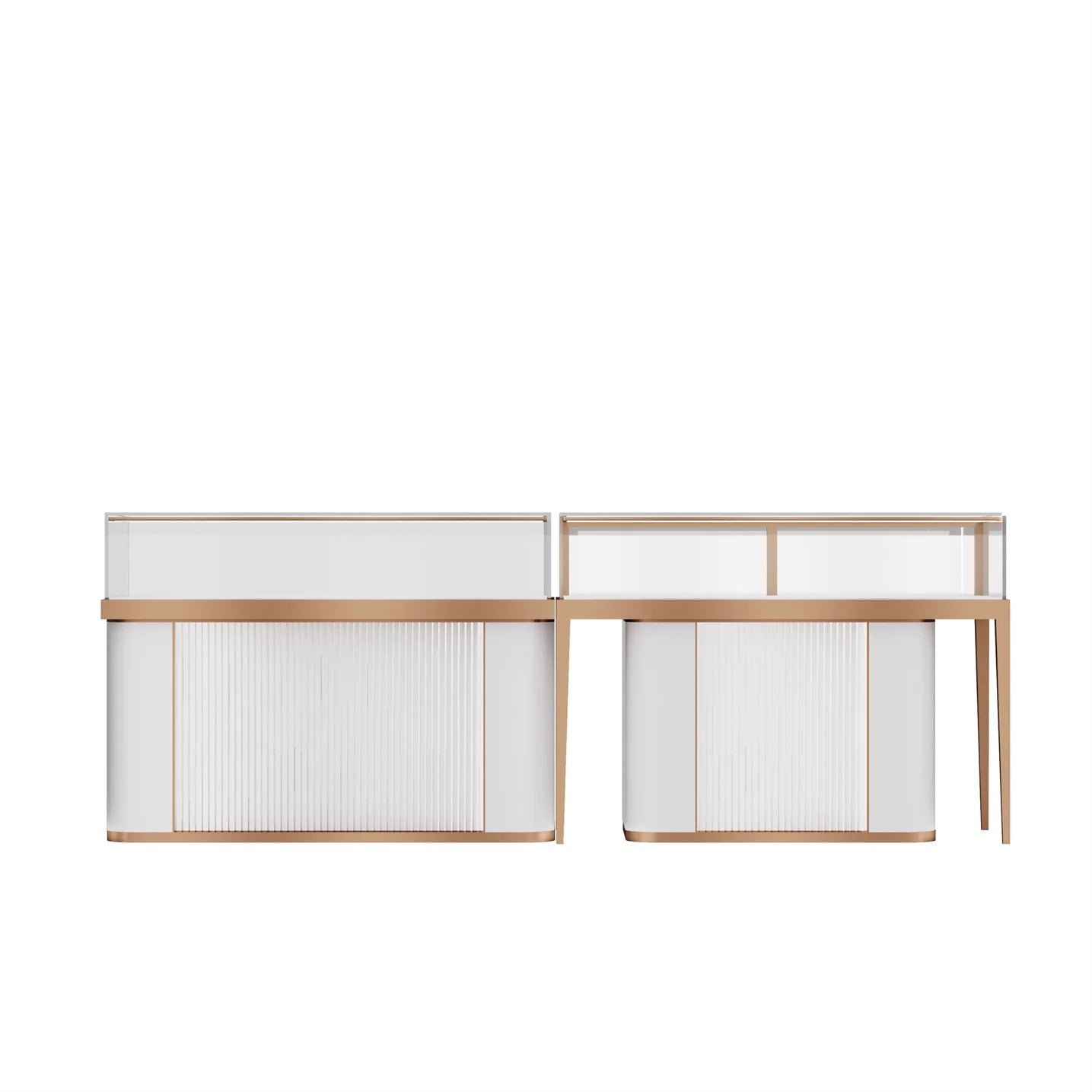 Shangliang Newest Design Private Custom Logo Stainless Steel & Wood & Glass Jewelry Watch Display Cabinet Modern Showcase Set