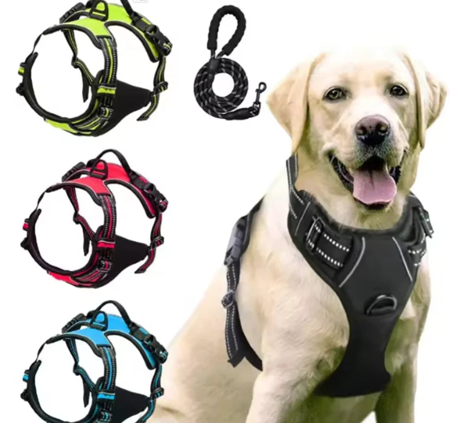 Heavy Duty Adjustable Pet Harness Reflective Oxford Dog Chest Harness No Pull Pet Dog Harness Medium Large Dogs