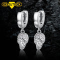 Trendy Hip Hop Jewelry Women Skull Earring Prong CZ White 18k Gold Plated Brass Skull Drop Hip Hop Earring for Men