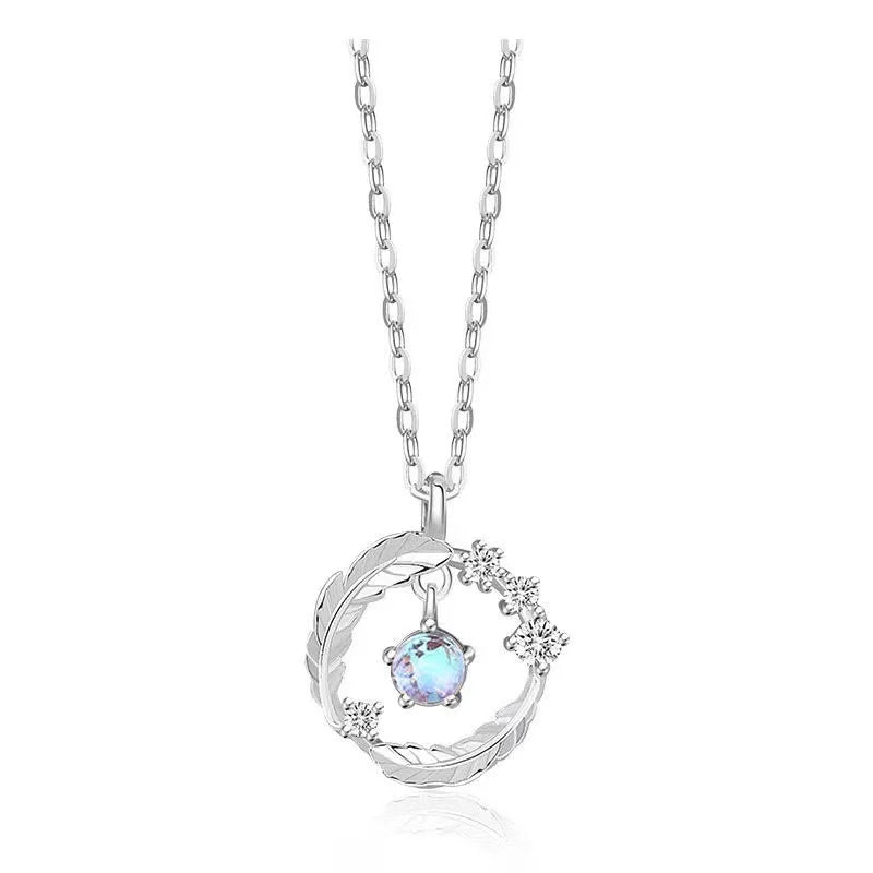 New Versatile Simple Trend Niche Design Clavicle Chain Magic Color Feather Stone Necklace for Men and Women Wholesale