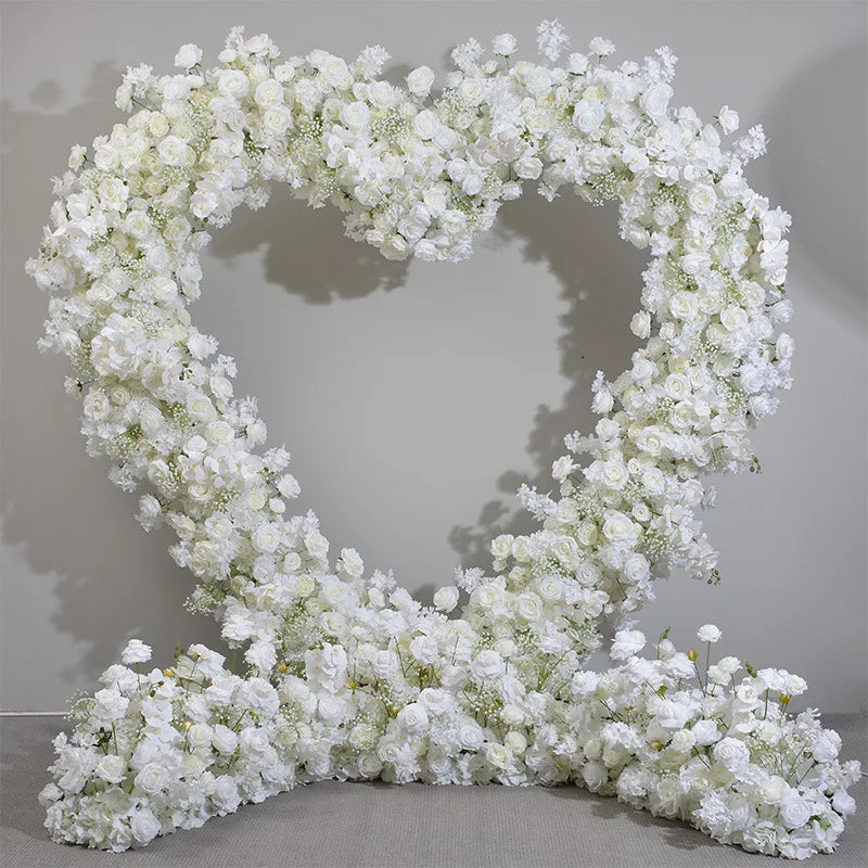 Customized White Heart-Shaped Flower Arch with Stand Wedding Centerpiece & Table Decoration